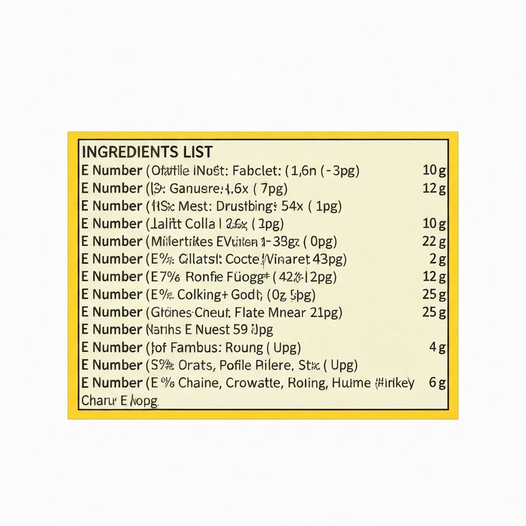 Ingredients list on food packaging